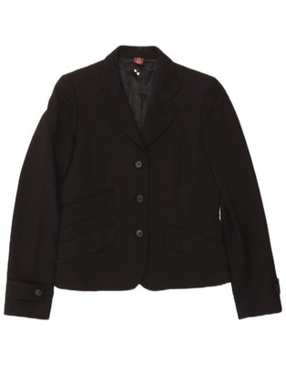 DONDUP Womens 3 Button Blazer Jacket IT 42 Medium Black Cotton CZ05