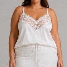 VTG Vassarette Babydoll White Lace Camisole 2X Coquette Romantic Boudoir 90s Y2K