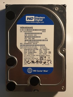 SATA HDD Western Digital WD Caviar Blue 640GB, Intern, 3,5 Zoll (WD6400AAKS)