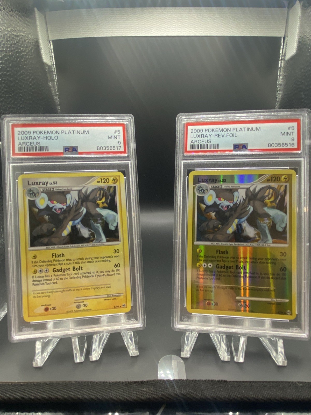 2009 Pokemon Platinum Arceus Luxray Holo & Reverse holo #5 sequential PSA 9 MINT
