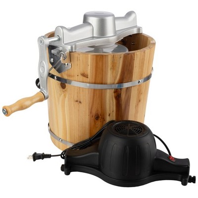 Electric Ice Cream Maker Machine 4 Quart Icecream Maker with Hand Crank