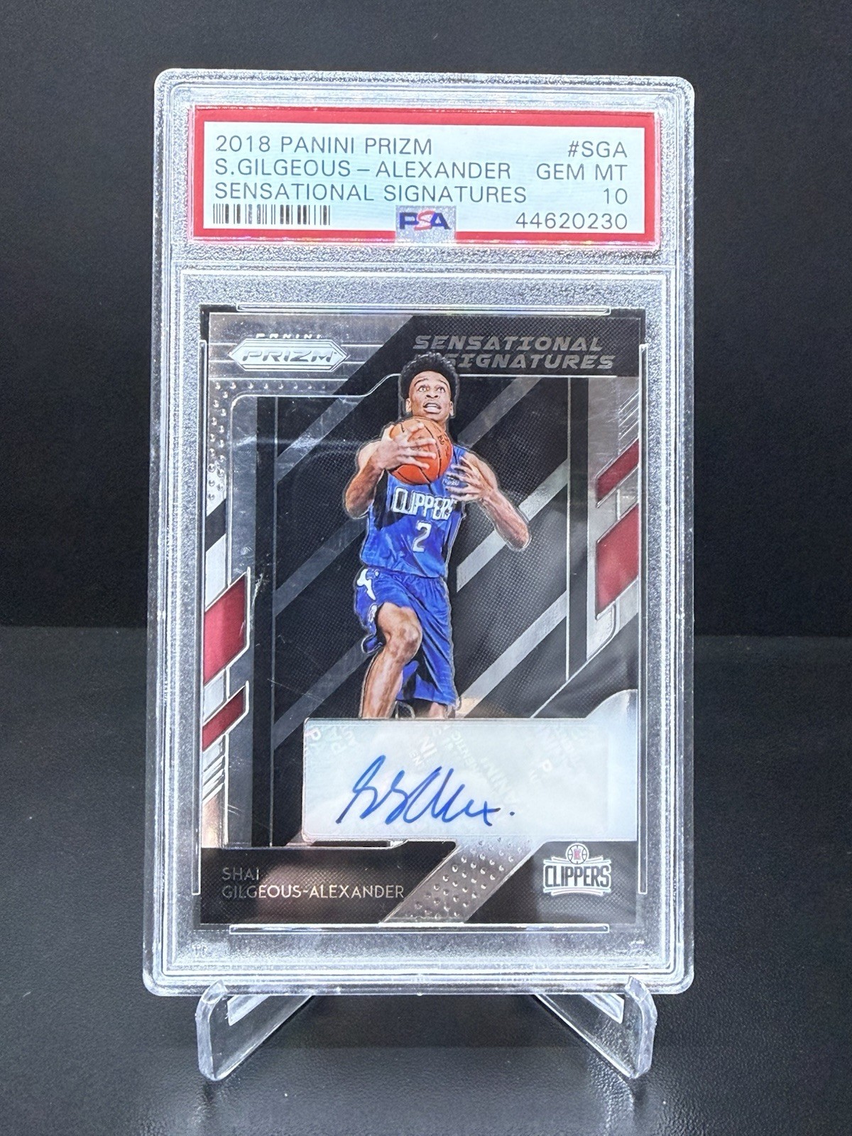 2018 PANINI PRIZM SHAI GILGEOUS - ALEXANDER SENSATIONAL SIGNATURES ROOKIE PSA 10