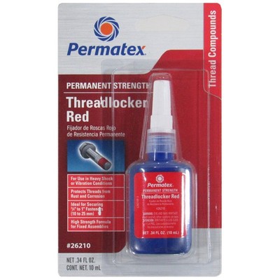 Permatex Thread Locker 26210; High Strength 1.22oz Squeeze Bottle, Red
