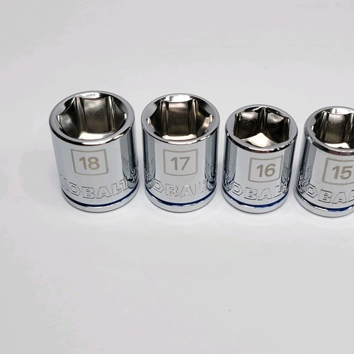 NEW - 9 PC KOBALT 3/8 INCH DRIVE CHROME METRIC 6 POINT SHALLOW SOCKET SET - Picture 8 of 24