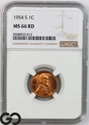 1954 Lincoln Cent Wheat Penny RED NGC MS 66 RD ** Brilliant RD!
