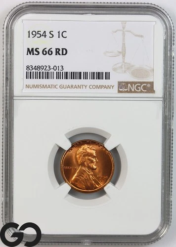 1954 Lincoln Cent Wheat Penny RED NGC MS 66 RD ** Brilliant RD!