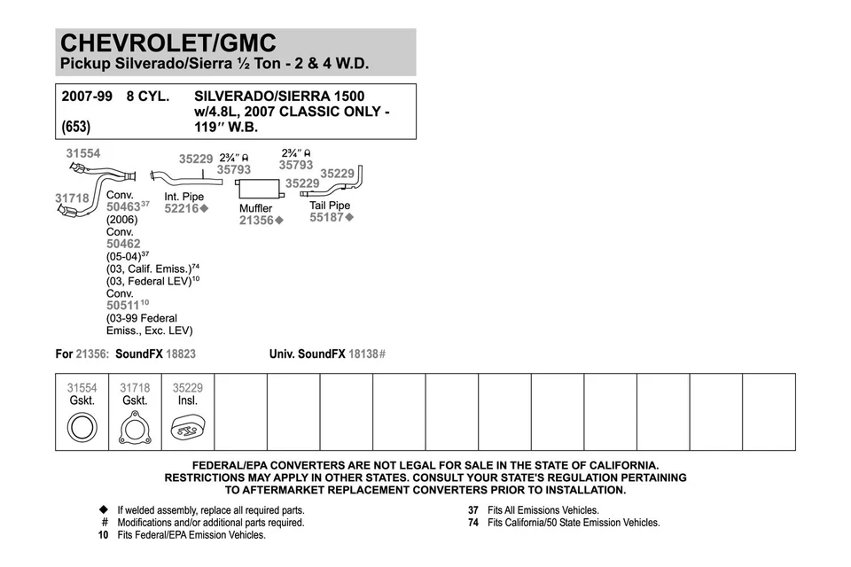 For Chevy Silverado 1500 Classic 07 Aluminized Steel Exhaust Intermediate Pipe Foto 4 de 4