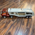Vintage Tonka Steel Car Carrier Truck Red Orange Car Hauler Transport 28 Inch