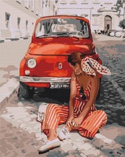 Malen nach Zahlen auf Keilrahmen Sommer in Rot 50x40cm Bild Ausmalen nach Zahlen