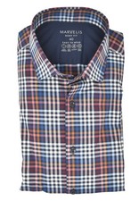 Marvelis men's business shirt body fit Kent collar long sleeve pattern Blue