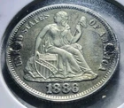 1886 10c Seated Liberty Dime, AU Details Holed