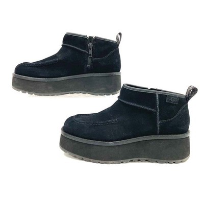 UGG Cityfunc Ultra Mini Black Suede Boots Bootie Women's Size 6.5 #1158193