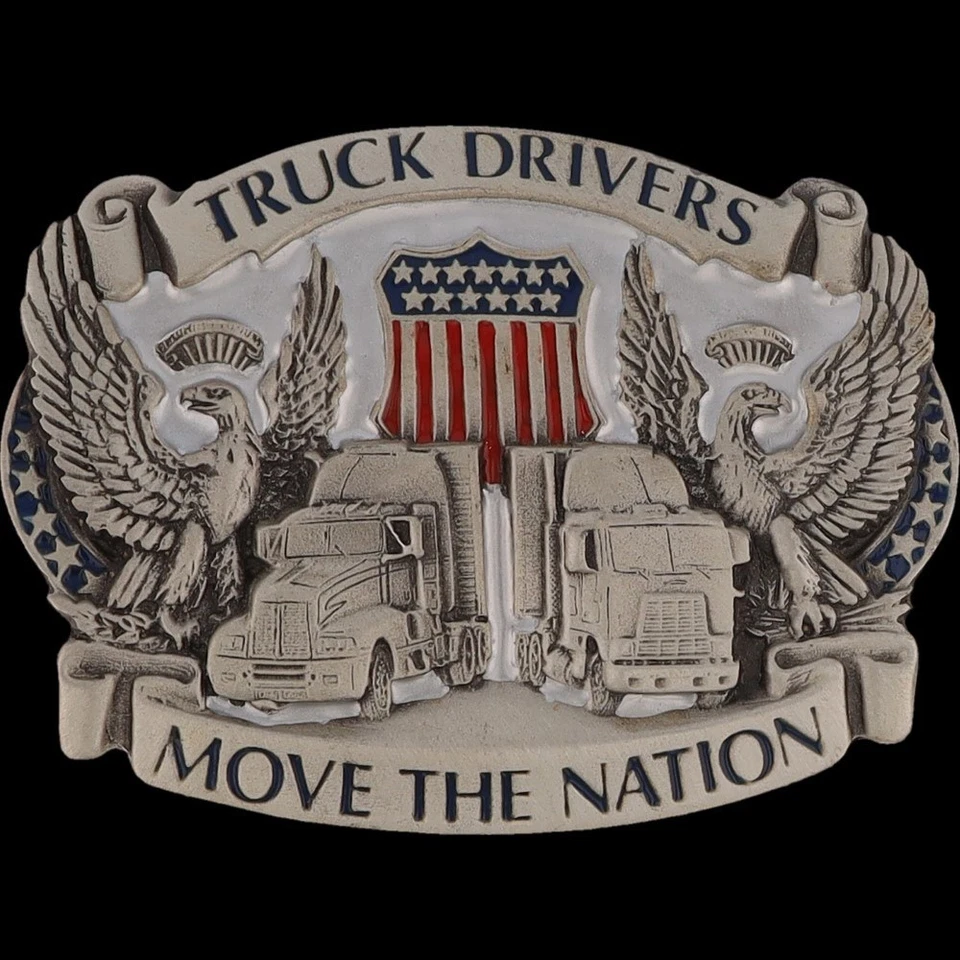 Camionero Semi Camión Conductor Camión 18 Ruedas Plataforma Grande Otro Nos De Colección Hebilla de Cinturón Foto 3 de 4