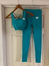 Women's Best Power Seamless Sports Bra & Leggings NWT Turquoise XS