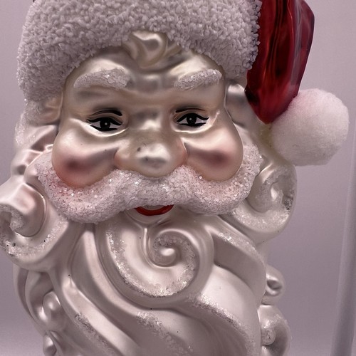 Vintage Vetro Soffiato a Mano Jumbo Babbo Natale Ornamento Glitter 6" - Foto 2 di 5