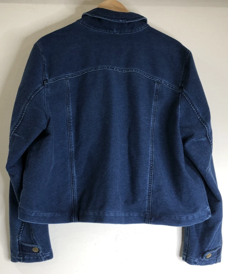NUEVO CON ETIQUETAS Chaqueta Anthropologie Pilcro Talla Pequeña XL Azul Denim Suave Cremallera Asimétrica Foto 2 de 4