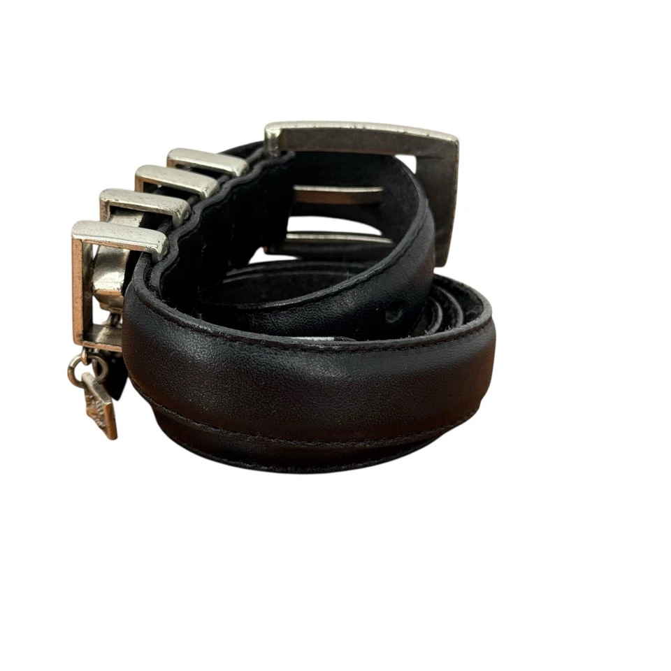 Cinto Berloque Brighton LOVE EARTH SEA WIND VINTAGE M Feminino Couro Preto Prata Magro - Imagem 4 de 4