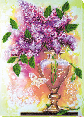 Bead Embroidery Kit ''Lilac still life'' Stitching Handmade Beadwork