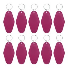 Vintage Motel Keychain, 10 Pack Blank Hotel Keychains Retro Key Tag, Dark Red