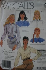 McCALL'S 2618 MISSES SHIRT PATTERN SIZE 8 COLLAR OPTIONS