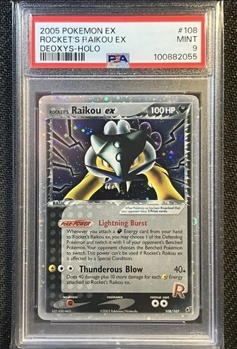 Pokemon Rocket’s Raikou ex EX Deoxys 2005 #108 PSA 9 Mint Very Clean 100+ cert