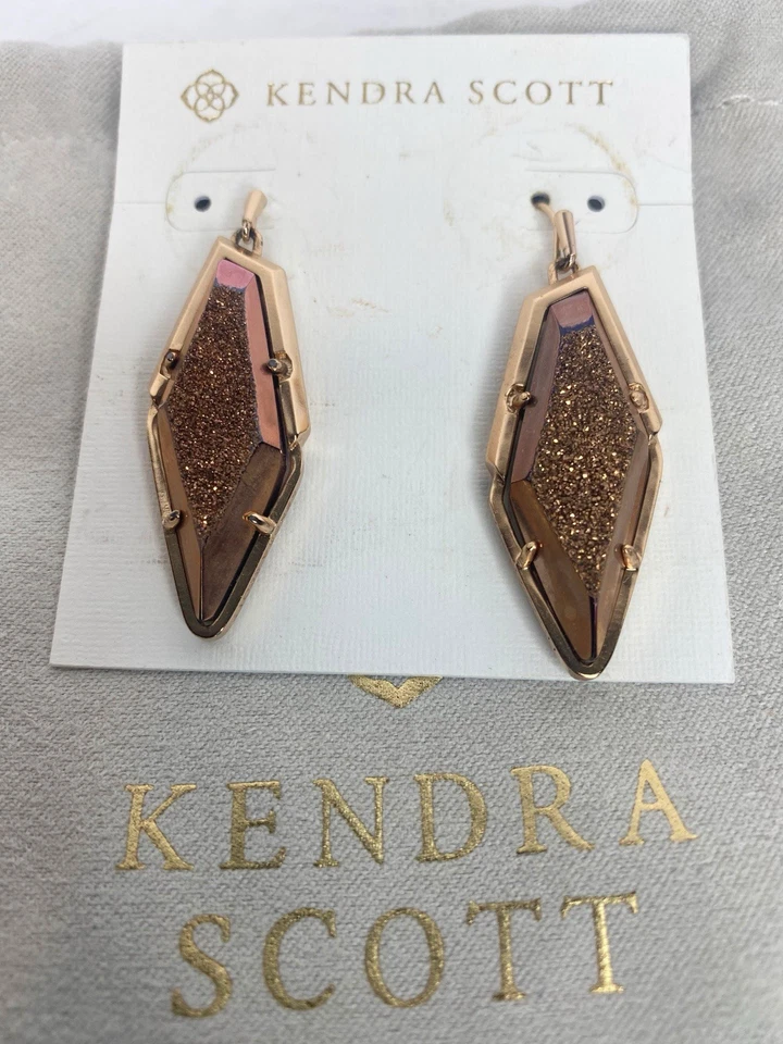 Pendientes Kendra Scott Bex Bronce Drusy Oro Rosa Foto 4 de 4