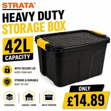 Strata Heavy Duty Box with Lid-Black/Yellow 42L
