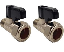 2 X 15mm x 1/2” Isolating Valves Ball O Fix Plumbing Pipe Basin toilet kitchen