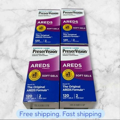 LOT OF 4 Bausch+Lomb PreserVision AREDS Formula 120 Softgels EXP2027+ NEW SHIP