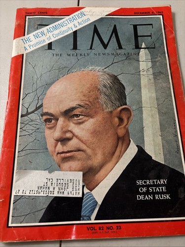 Vintage Time Magazine December 6 1963 Secretary Of State Dean - Picture 1 of 10