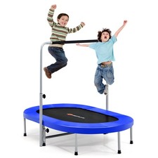 Goplus Foldable Rebouncer 50" Trampoline for 2 People w/Adjustable Handrail Blue