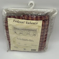 A.L. ELLIS INC Federal Valance Wine Plaid 84 x 14 100% Cotton NEW Cottagecore