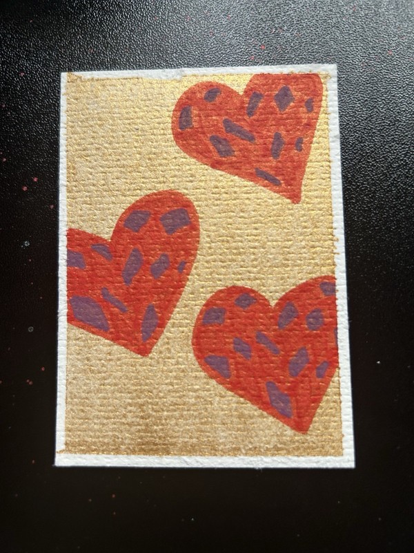 ACEO original artwork 2.5x3.5 “Disco Hearts” by emartines