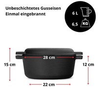 Gusseisen 28Cm Topf Deckel-Bratpfanne Bratpfanne Glasdeckel Brotbacken Induktion