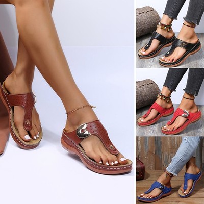 Damen Orthopädische Sandalen Pantoletten Sommer Flip Flops Hausschuhe Flach Neu