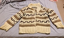 Vtg. Men's Handmade Siwash Zippered Wool Sweater Jacket (Canadian) - Large/XL