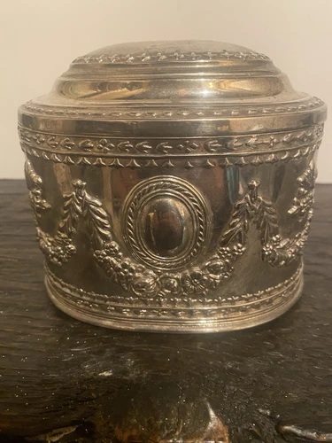Vintage Silver Plate Jewelry Box Casket EUC