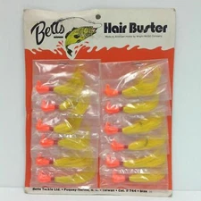 Betts Hair Buster Bass Jig Fishing Lures 12 Pc Dealer Card Orange Yellow 3/8oz