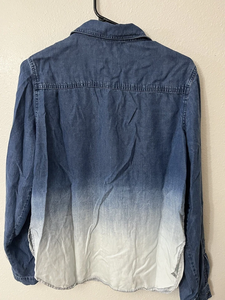 Camisa Western Ninety One 91 Mujer Abotonada Azul Blanco Ombré Talla: M Foto 4 de 4