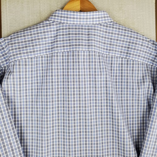 UNTUCKIT Size 3XL TALL Mens Gingham Check Button Front Shirt Blue White 3XLT - Picture 7 of 15