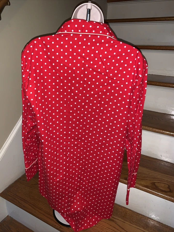 J Crew красный горошек гостиной пижамы платье сексуальный сна рубашка женщин Sz S ❤️tb12m6 - Изображение 4 из 4