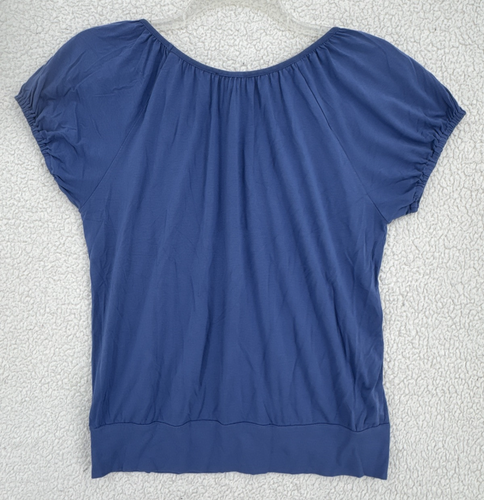Kenneth Cole Reaction Top Women Size M Blue Banded Waist Short Sleeve Flowy - Picture 3 of 4