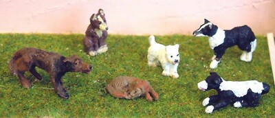 Animals 7 Dogs L30 UNPAINTED O Scale Langley Models Kit 1/43 animals Metal