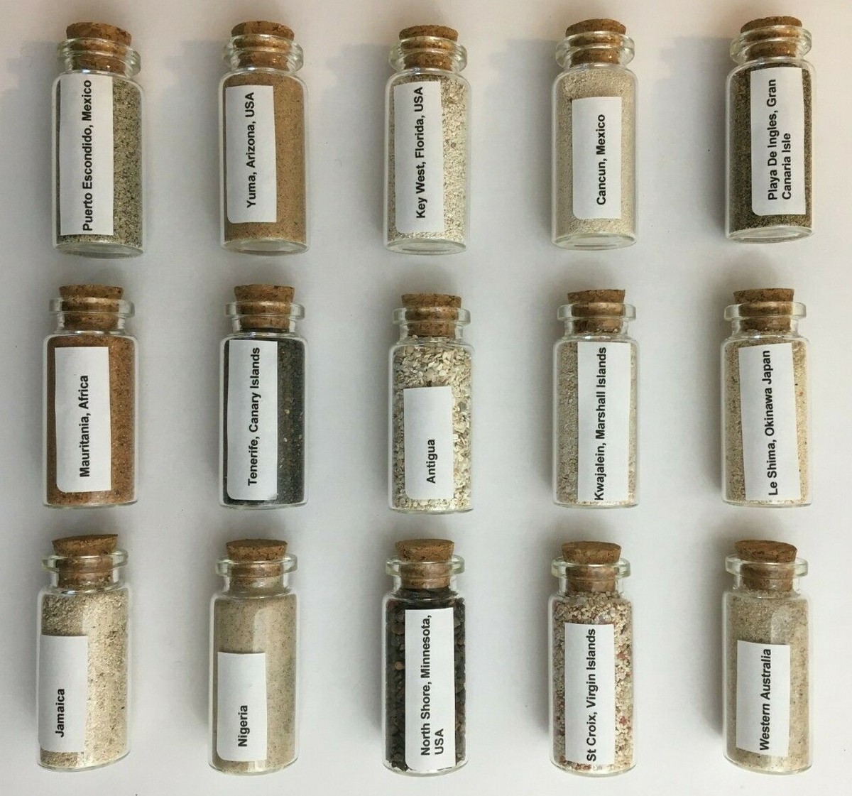 40+ World SAND SAMPLES10ml bottle Ocean Dessert Inland Geology