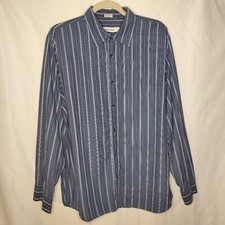 Calvin Klein Mens Long Sleeve Striped Button Up Shirt Size Large Business Casual
