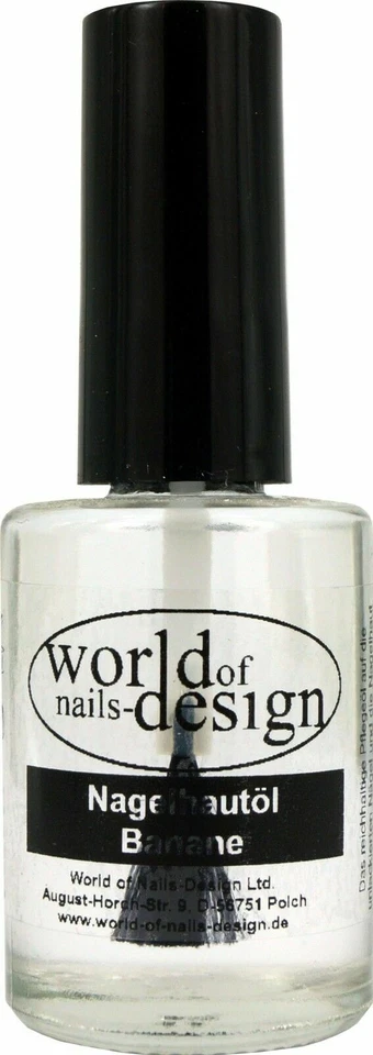 WORLD OF NAILS-DESIGN Pflegendes Nagel Öl ✅ herrlicher exotischer Duft Banane ✅ 15 ml Pinselflasche