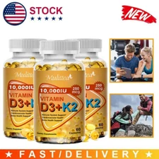 Vitamin K2 (MK7) with D3 10000 IU Supplement, BioPerine Capsules, Immune Health