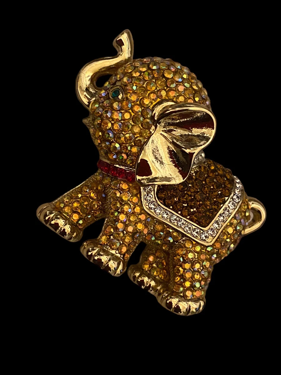 Gold shop elephant brooch