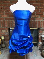 NWT Cache Shiny Blue Strapless Ruched Mini Bodycon Prom Cocktail Dress sz 8