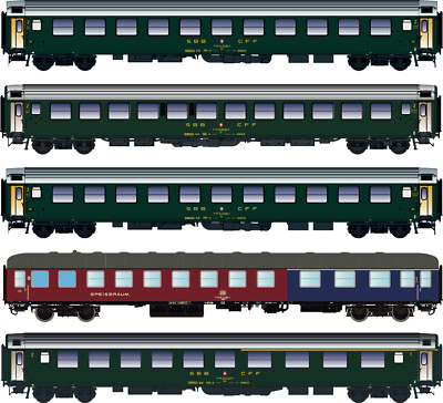 L.S. Models 97032 5-tlg. Personenwagen-Set D568 der DB/SBB, 1:87, NEUHEIT selten